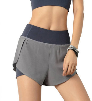 Active by Anna-Kaci - Two Toned Waistband Active Shorts: Small 4-6 / Black