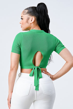 Collared Rib Crop Top