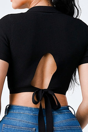 Collared Rib Crop Top